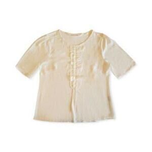 Charter Club Short Sleeve Ruffle Top Deep Black M